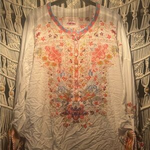Johnny Was Multicolor Embroidered Blouse